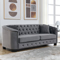3 Seater 3 Seater Combination Sofa.Velvet Grey Grey Foam Velvet 6 Seat