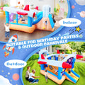 6 In 1 Outdoor Indoor Inflatable Bouncer For Kids Target Ball Basketball Slide With Blower Multicolor Oxford Fabric