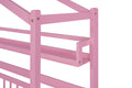 Wooden Twin Size House Bed With Trundle,Kids Bed With Shelf, Pink Pink Wood