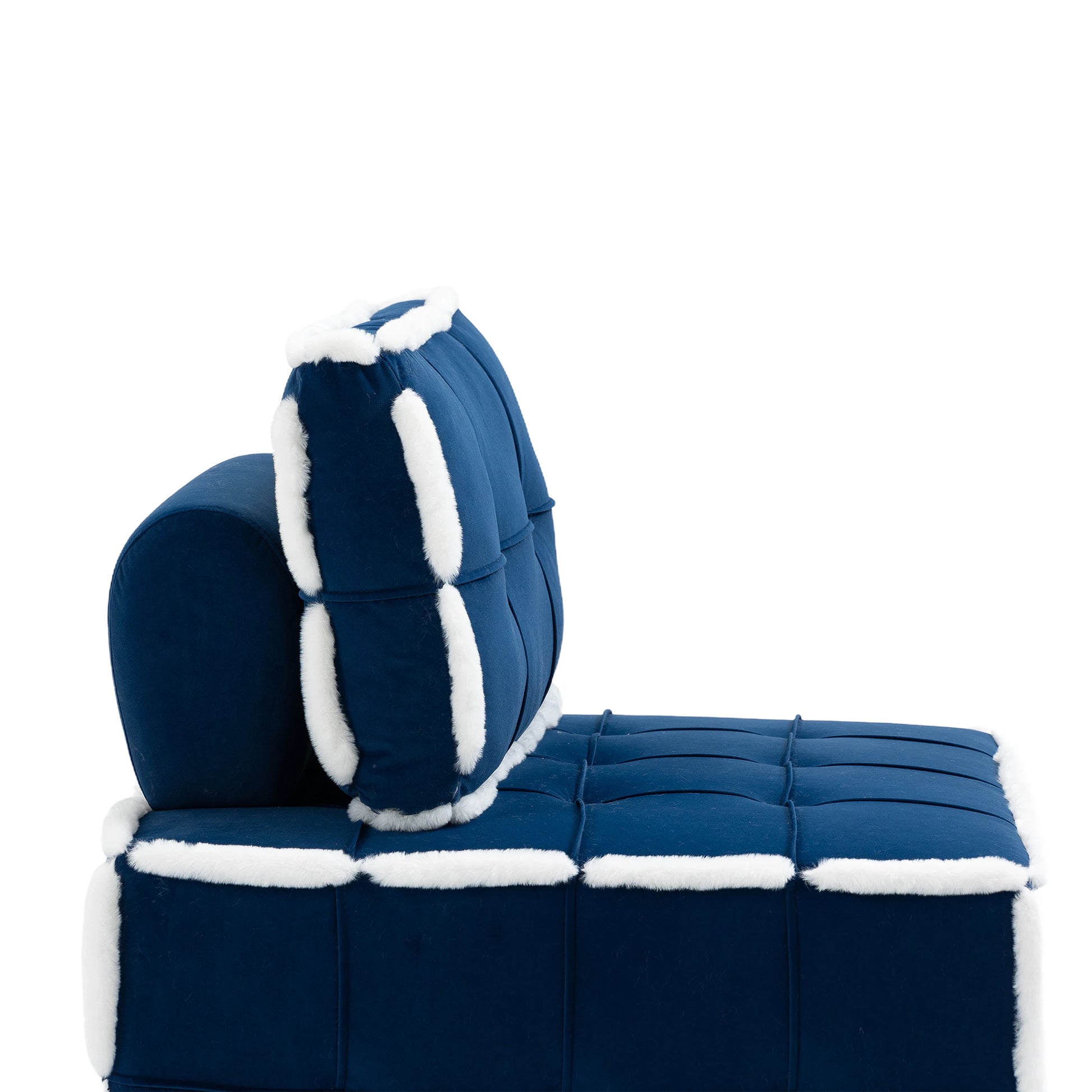Coolmore Upholstered Deep Seat Armless Accent Single Lazy Sofa Lounge Arm Chair,Comfy Oversized Leisure Barrel Chairs For Living Room Office Meetingroom Aparment Bedroom Furniture Set Blue Velvet