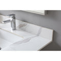 37Inch Bathroom Vanity Top Stone Carrara Gold Style Tops With Rectangle Undermount Ceramic Sink And Single Faucet Hole White Sintered Stone