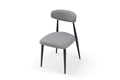 Modern Dining Chairs Set Of 2, Curved Backrest Round Upholstered And Metal Frame, Grey Gray Foam Metal