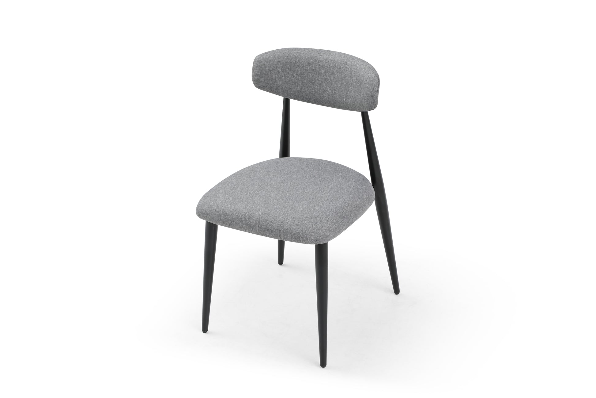 Modern Dining Chairs Set Of 2, Curved Backrest Round Upholstered And Metal Frame, Grey Gray Foam Metal