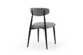 Modern Dining Chairs Set Of 2, Curved Backrest Round Upholstered And Metal Frame, Grey Gray Foam Metal