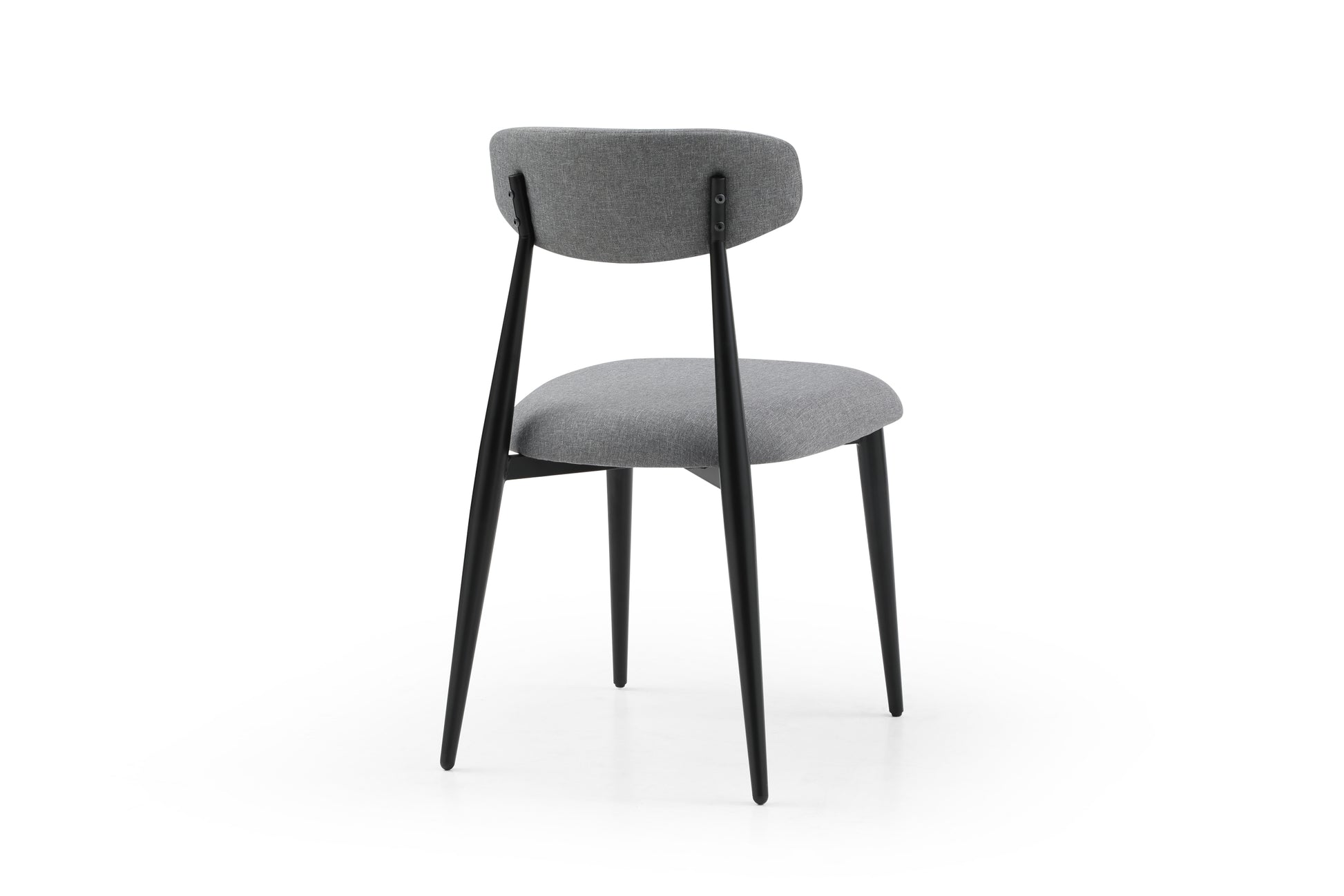 Modern Dining Chairs Set Of 2, Curved Backrest Round Upholstered And Metal Frame, Grey Gray Foam Metal