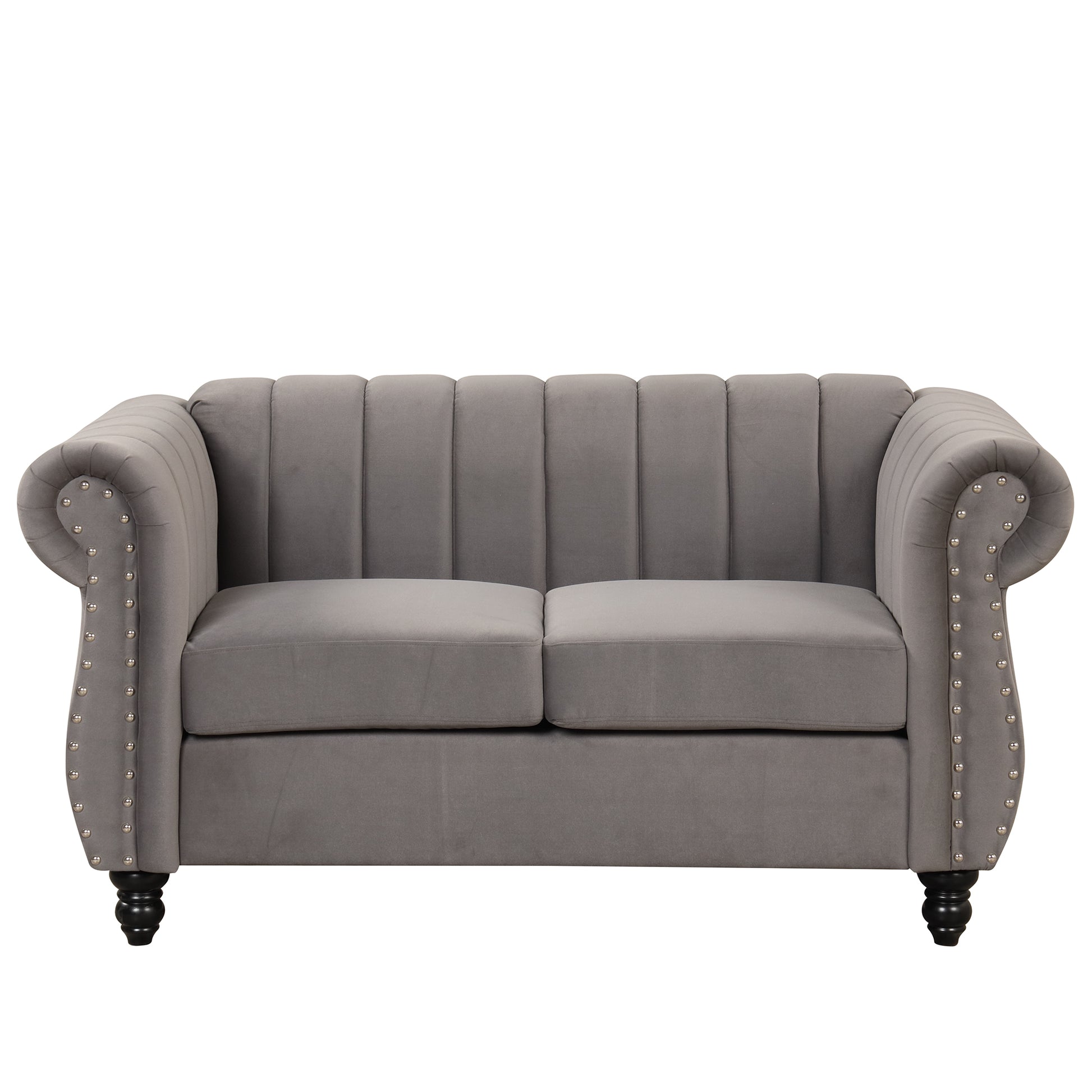 51" Modern Sofa Dutch Fluff Upholstered Sofa With Solid Wood Legs, Buttoned Tufted Backrest,Gray Gray Foam Polyester