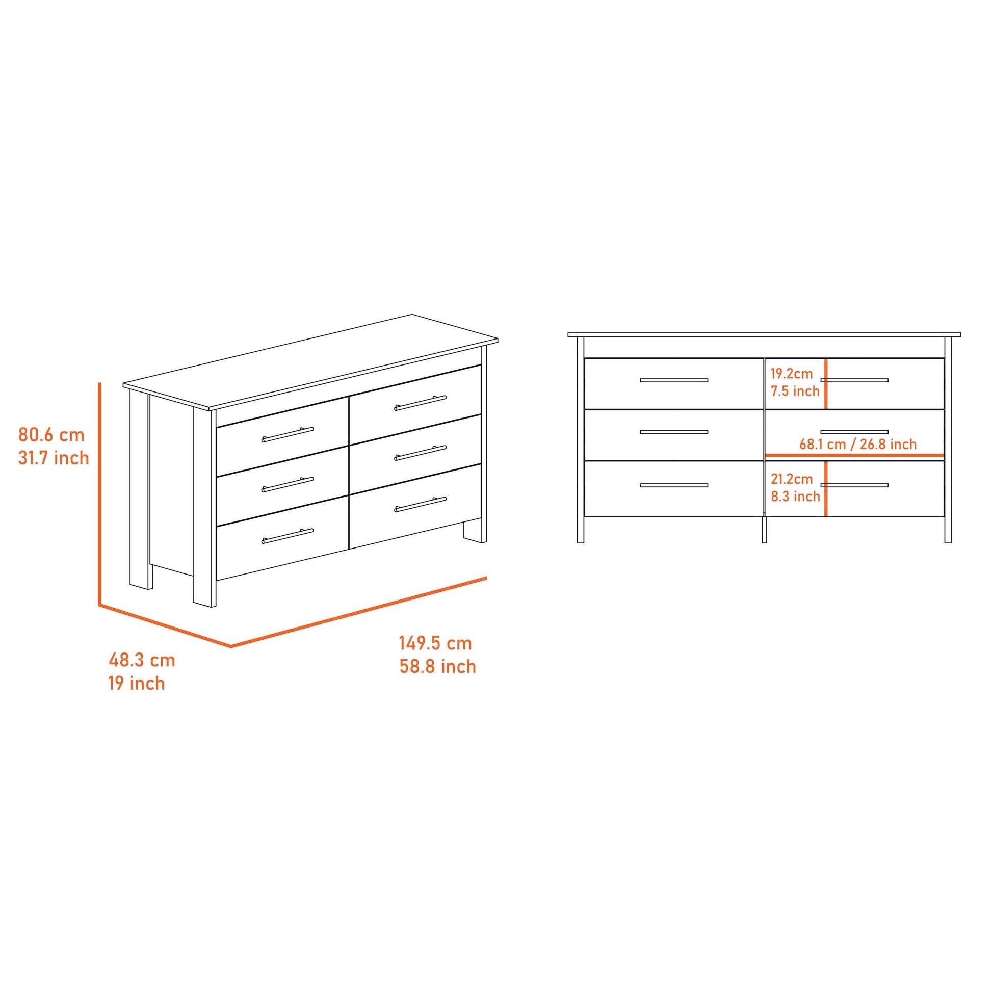 Canaan 2 Piece Bedroom Set, Armoire Dresser, White Full White White 2 Piece Set Bedroom Dresser Included Engineered Wood