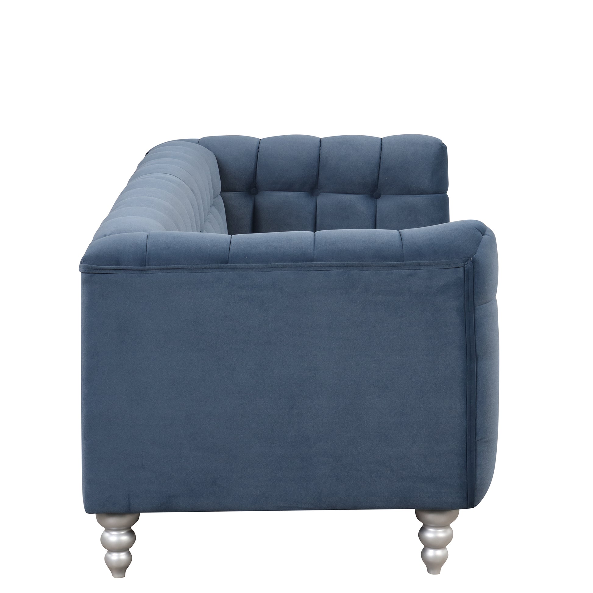 89" Modern Sofa Dutch Fluff Upholstered Sofa With Solid Wood Legs, Buttoned Tufted Backrest,Blue Blue Foam Polyester 3 Seat