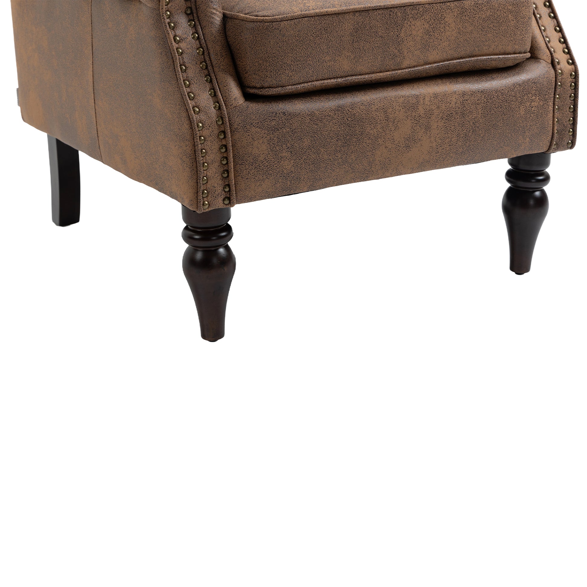 Coolmore Wood Frame Armchair, Modern Accent Chair Lounge Chair With Sturdy Wood Legs For Living Room Bedroom Coffee Pu Coffee Foam Microsuede