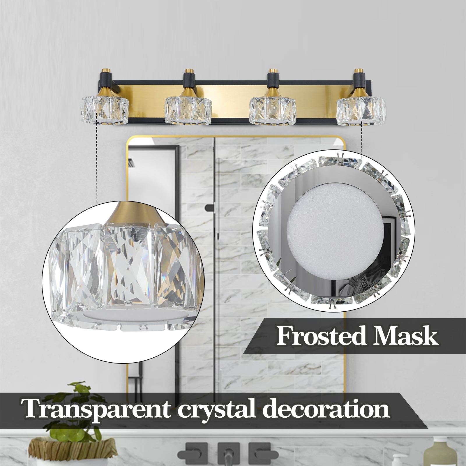 Led 4 Light Modern Crystal Bathroom Vanity Light Over Mirror Bath Wall Lighting Fixtures Yellow Brown Luxury,Modern Iron