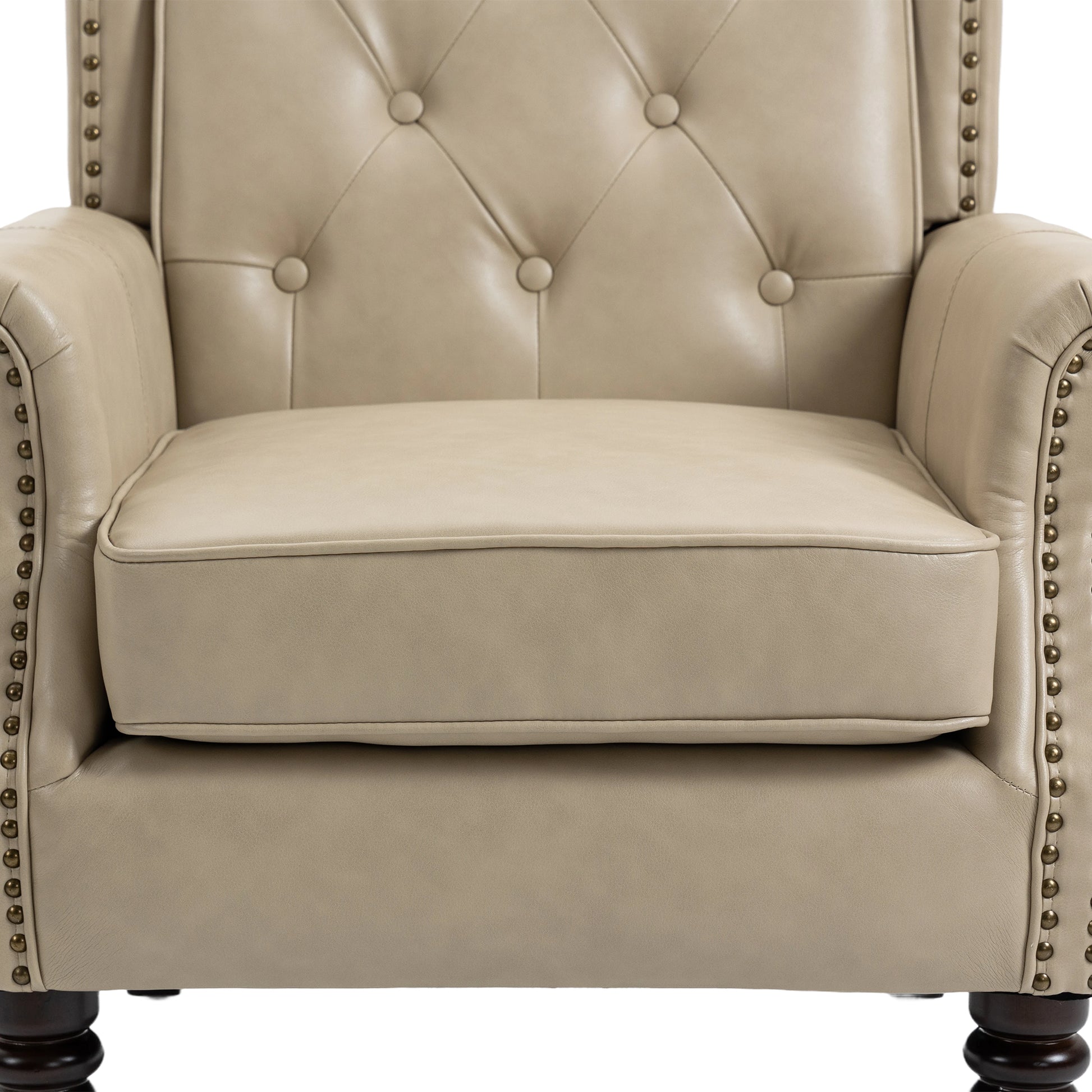 Coolmore Wood Frame Armchair, Modern Accent Chair Lounge Chair With Sturdy Wood Legs For Living Room Bedroom Camel Pu Camel Foam Pu Leather