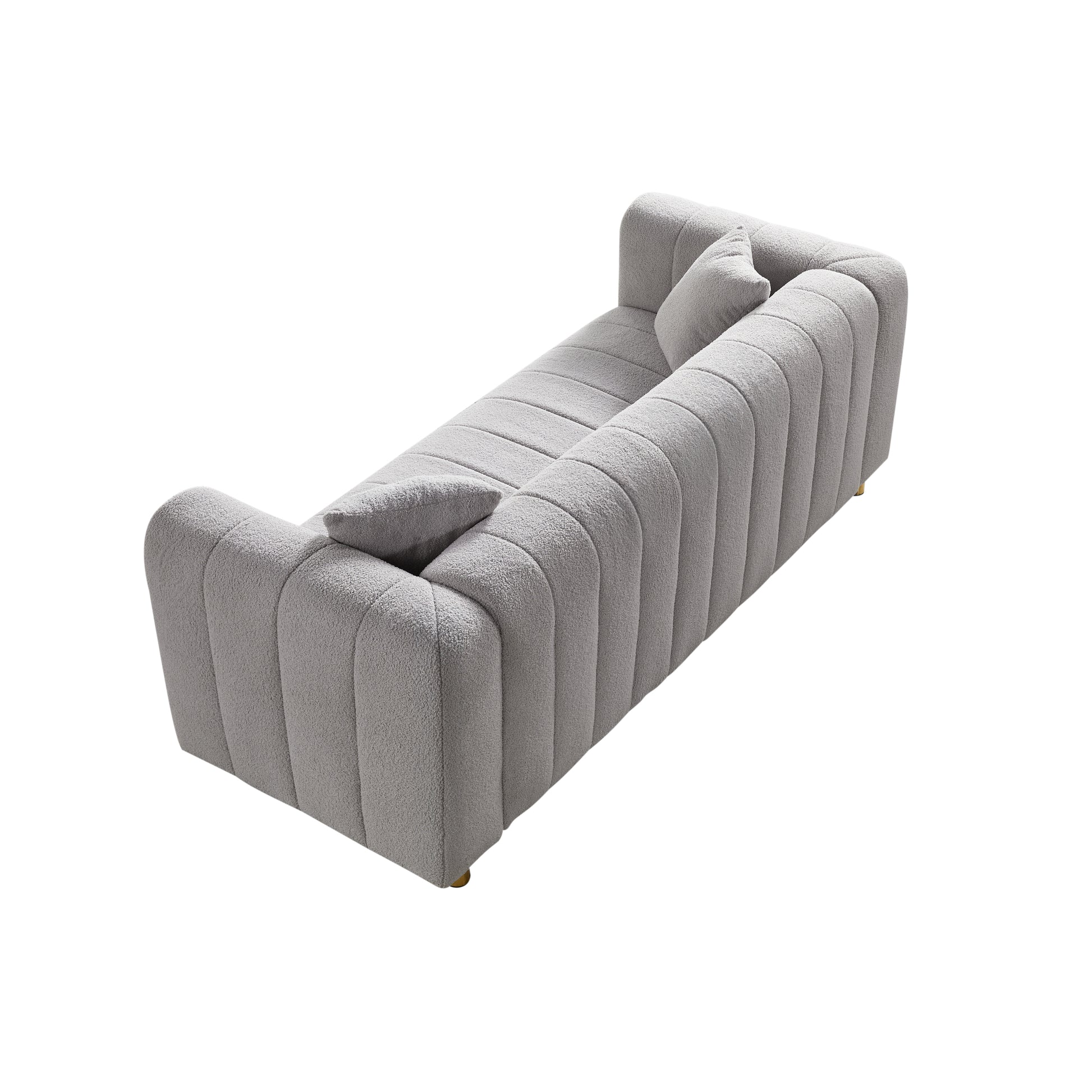 81.89"Teddy Large Modern Sofa With Gold Metal Legs,3 Seater Upholstered Sofa Beautiful Seats Furniture For Bedroom, Apartment Light Grey Teddy 3 Seat