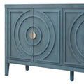 Retro Sideboard Door With Circular Groove Design Round Metal Door Handle For Entrance, Dinning Room, Living Room Antique Blue Antique Blue Mdf