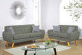 Grey Polyfiber Sofa And Loveseat 2Pc Sofa Set Living Room Furniture Plywood Tufted Couch Pillows Grey Primary Living Space Tufted Back Mid Century Modern,Modern Pine Flared Arms Plywood 4 Seat