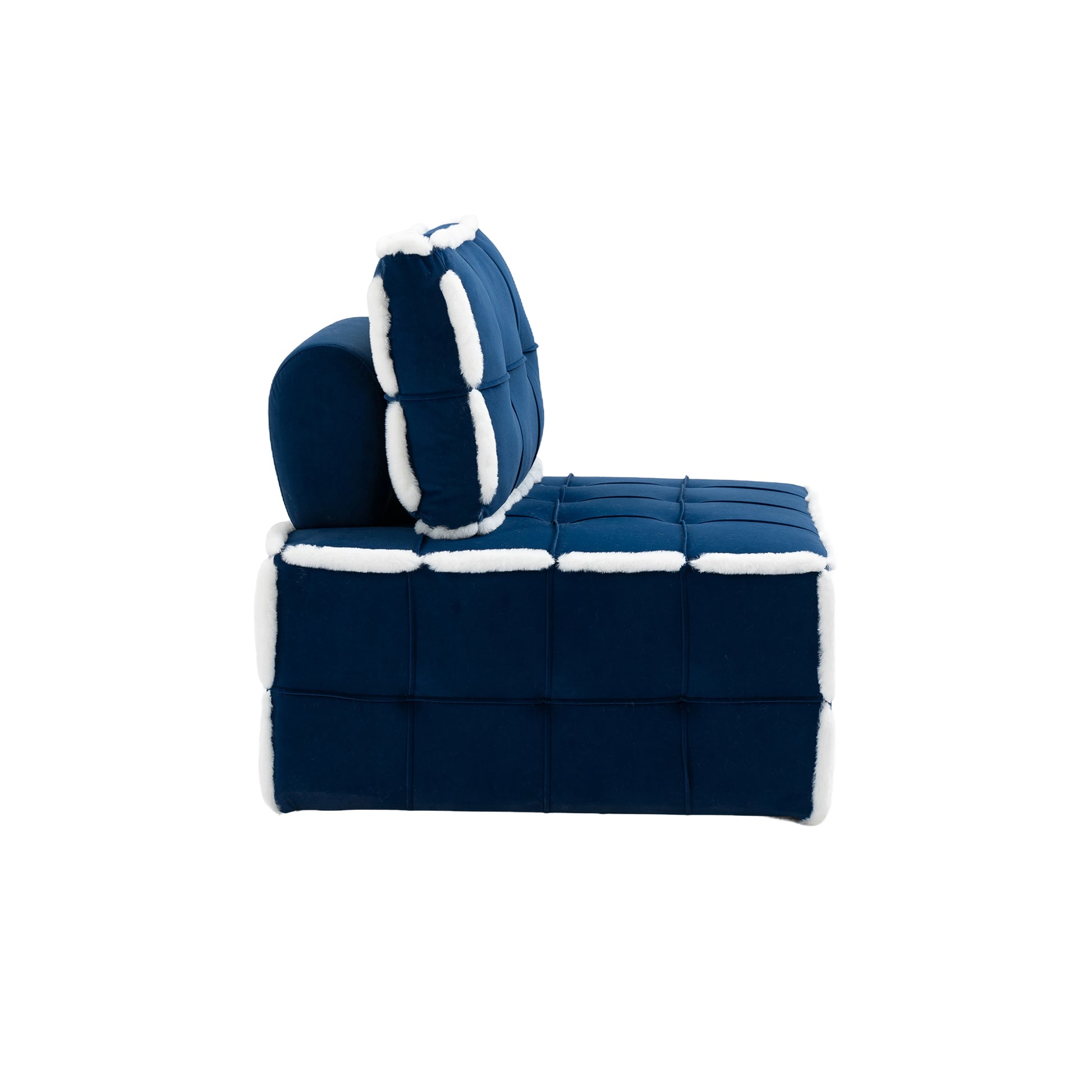 Coolmore Upholstered Deep Seat Armless Accent Single Lazy Sofa Lounge Arm Chair,Comfy Oversized Leisure Barrel Chairs For Living Room Office Meetingroom Aparment Bedroom Furniture Set Blue Velvet