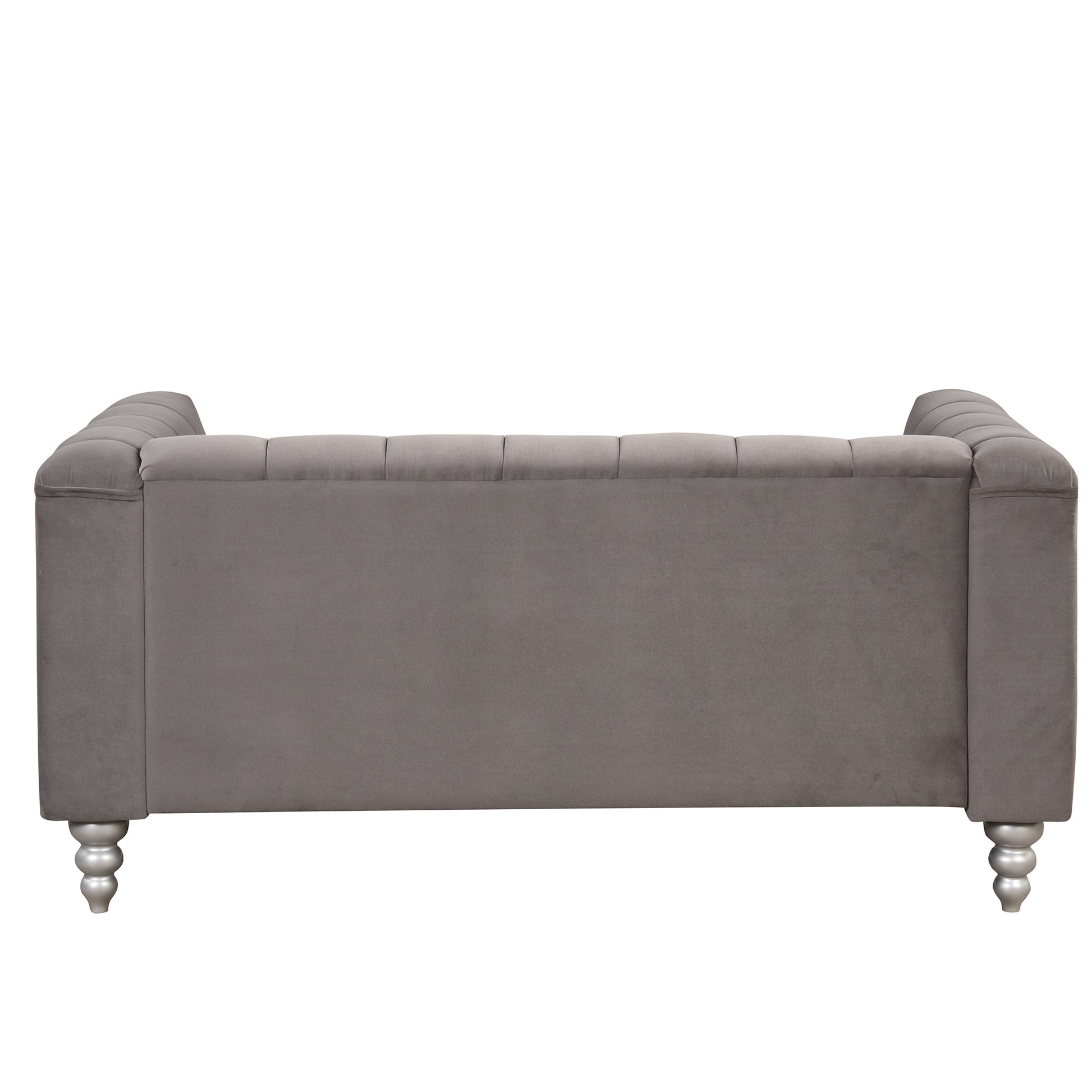 63" Modern Sofa Dutch Fluff Upholstered Sofa With Solid Wood Legs, Buttoned Tufted Backrest,Gray Gray Foam Polyester 2 Seat