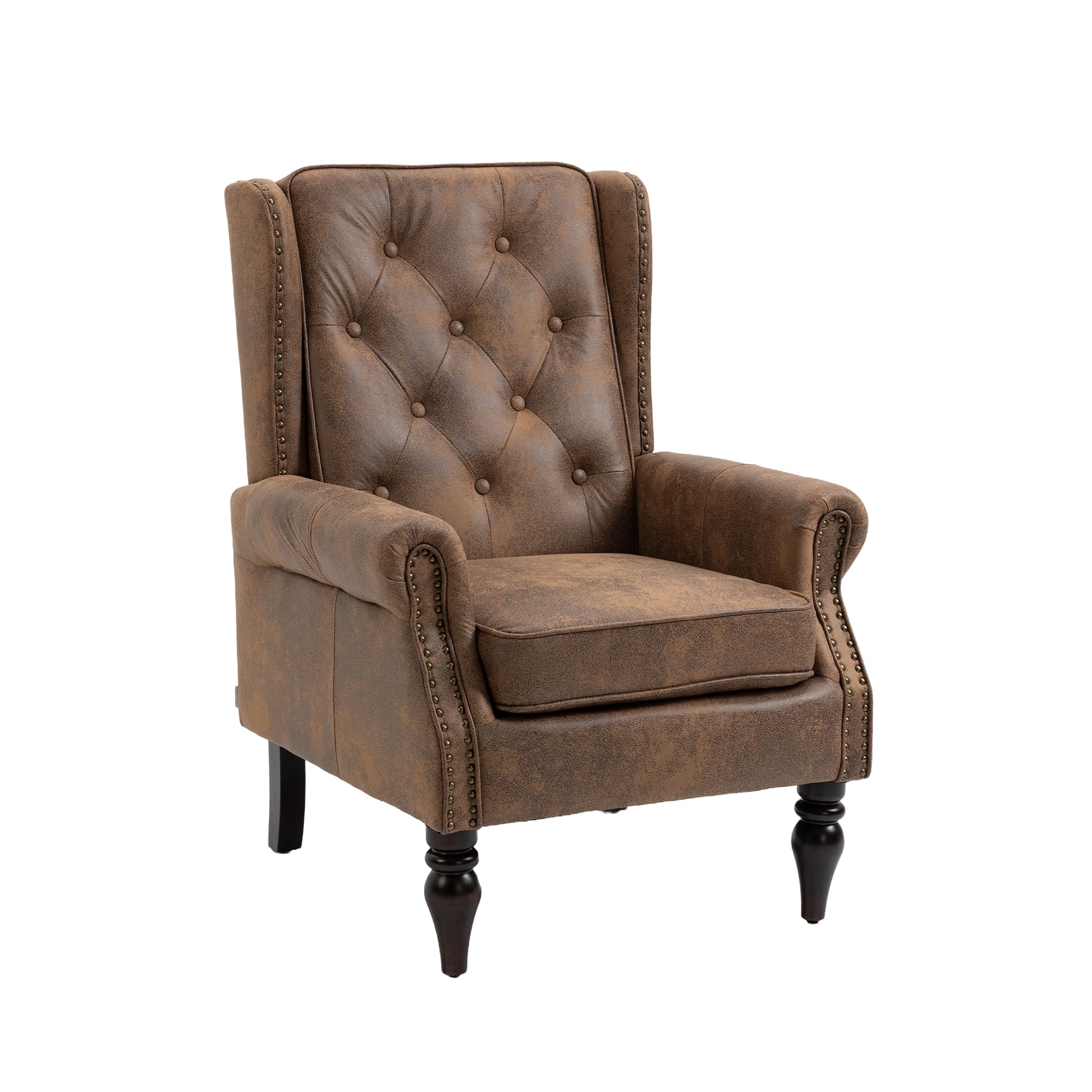 Coolmore Wood Frame Armchair, Modern Accent Chair Lounge Chair With Sturdy Wood Legs For Living Room Bedroom Coffee Pu Coffee Foam Microsuede