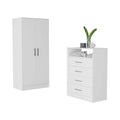 Midval 2 Piece Bedroom Set, Armoire Dresser, White Queen White White 2 Piece Set Bedroom Dresser Included Engineered Wood