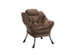 Living Room Chairs Modern Cotton Fabric Lazy Chair, Accent Contemporary Lounge Chair, Single Steel Frame Leisure Sofa Chair With Armrests And A Side Pocket Brown ,With Ottoman ,With Footrest Brown Polyester Metal Soft Polyester Fiber Pad Fabric 1 Seat