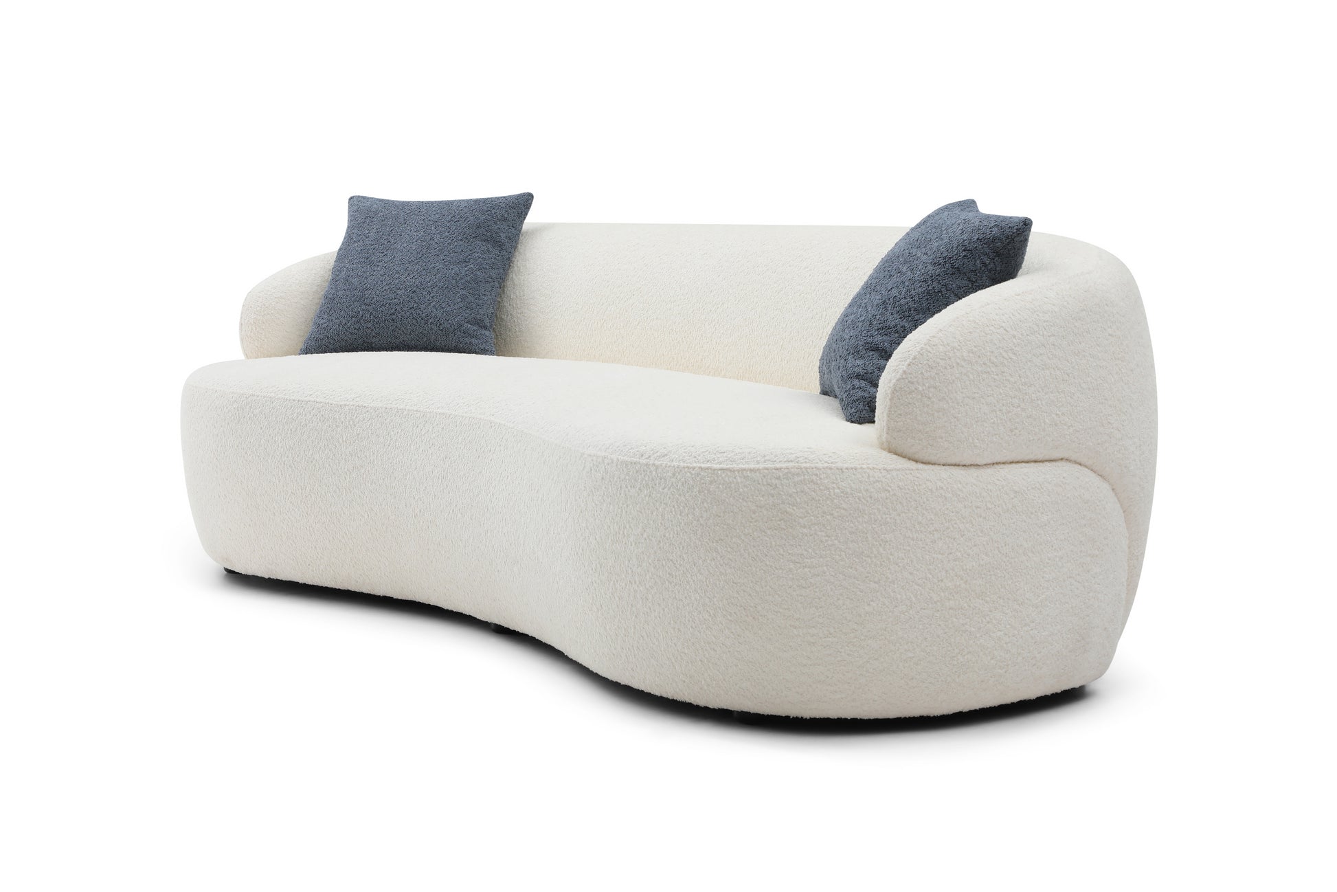 Mid Century Modern Curved Sofa, 3 Seat Cloud Couch Boucle Sofa Fabric Couch For Living Room, Bedroom, Office Beige Upholstered 3 Seat