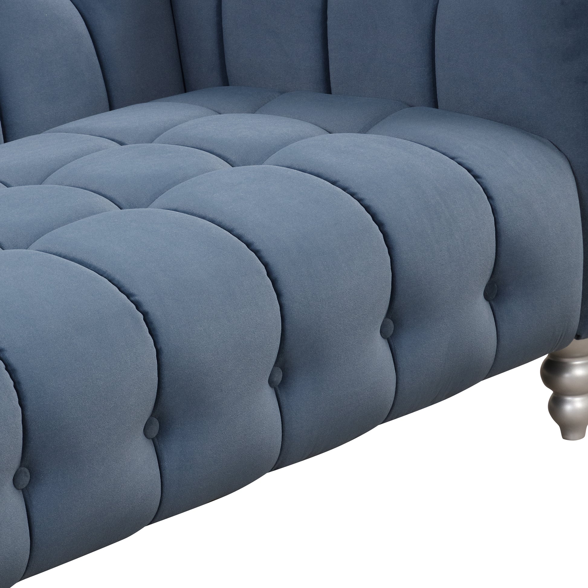 89" Modern Sofa Dutch Fluff Upholstered Sofa With Solid Wood Legs, Buttoned Tufted Backrest,Blue Blue Foam Polyester 3 Seat