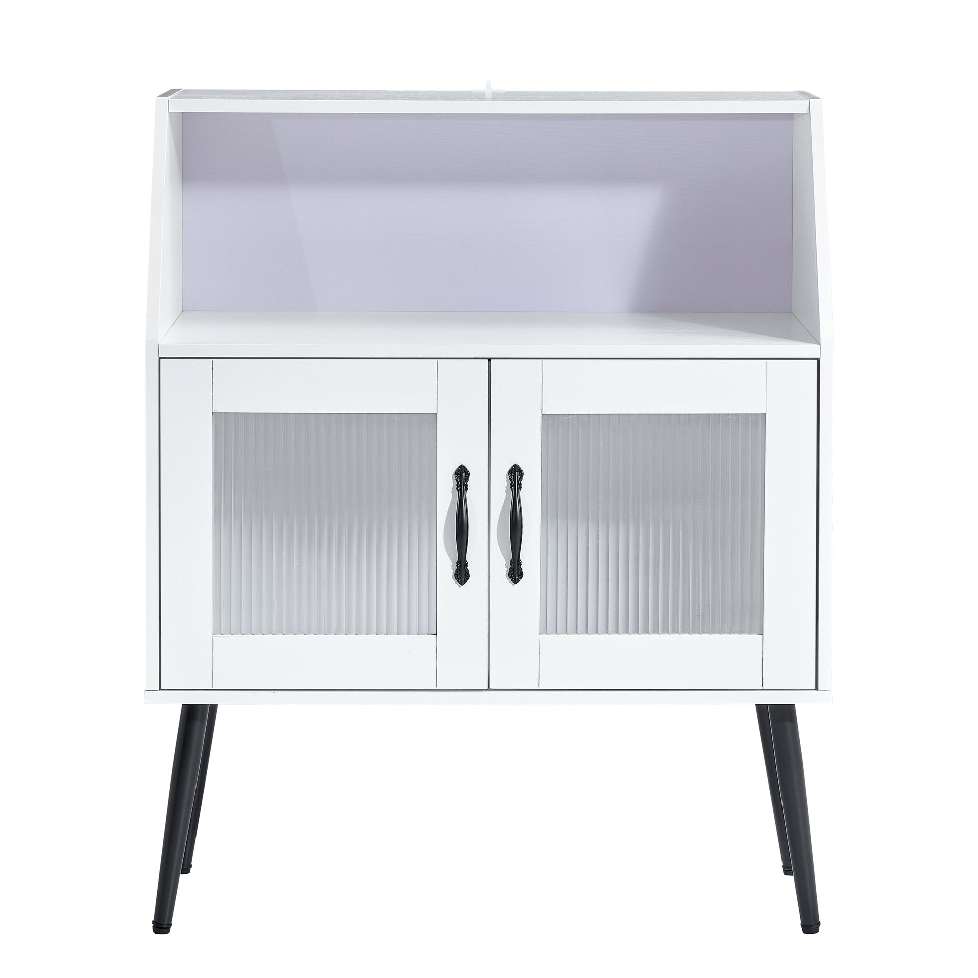 Sideboard, Bufft Cabinet, Side Dining Table, Glass Door, 1Pc Per Ctn Cream White Mdf Glass