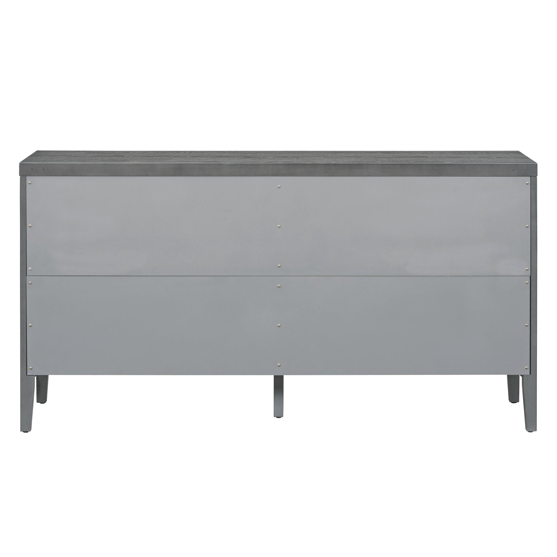 Retro Sideboard Door With Circular Groove Design Round Metal Door Handle For Entrance, Dinning Room, Living Room Gray Gray Mdf