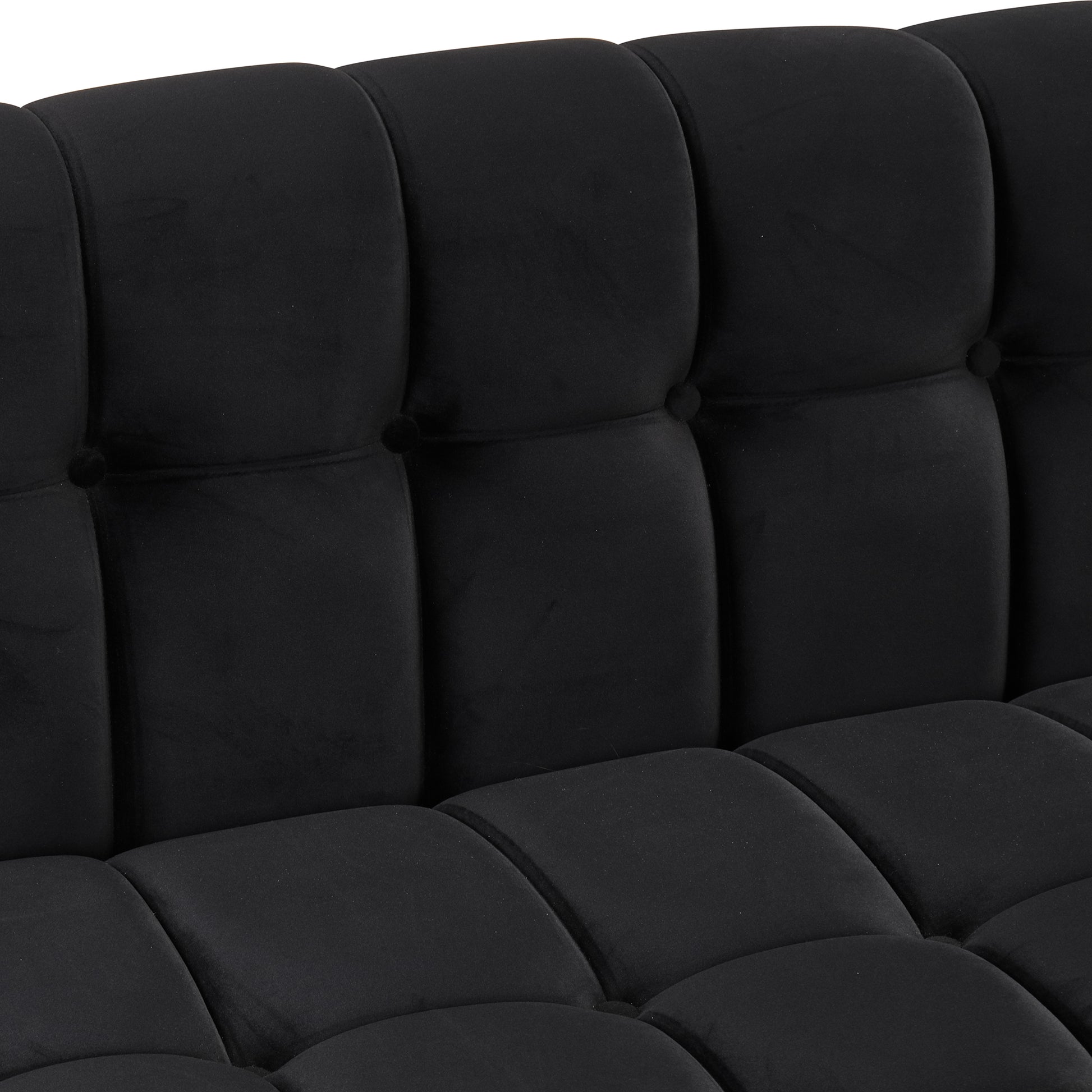 63" Modern Sofa Dutch Fluff Upholstered Sofa With Solid Wood Legs, Buttoned Tufted Backrest,Black Black Foam Polyester 2 Seat