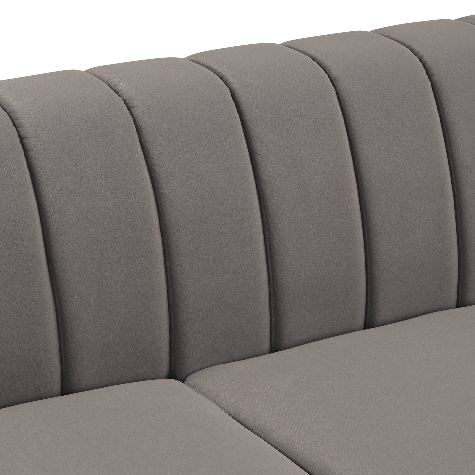 39" Modern Sofa Dutch Fluff Upholstered Sofa With Solid Wood Legs, Buttoned Tufted Backrest,Gray Gray Foam Polyester