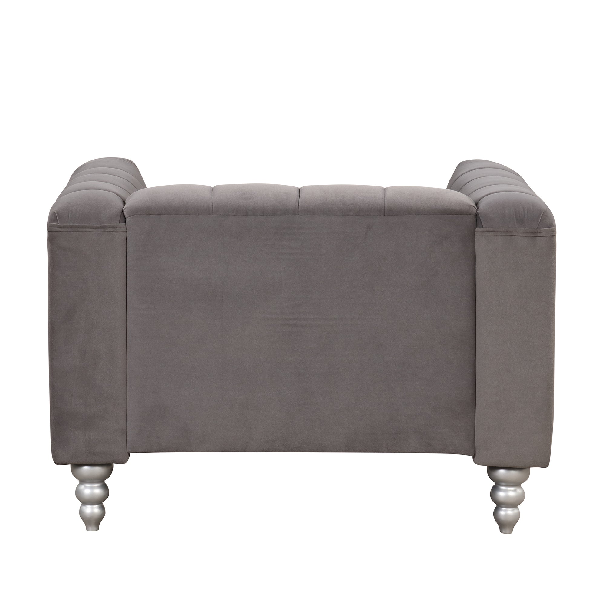 42" Modern Sofa Dutch Fluff Upholstered Sofa With Solid Wood Legs, Buttoned Tufted Backrest,Gray Gray Foam Polyester 1 Seat