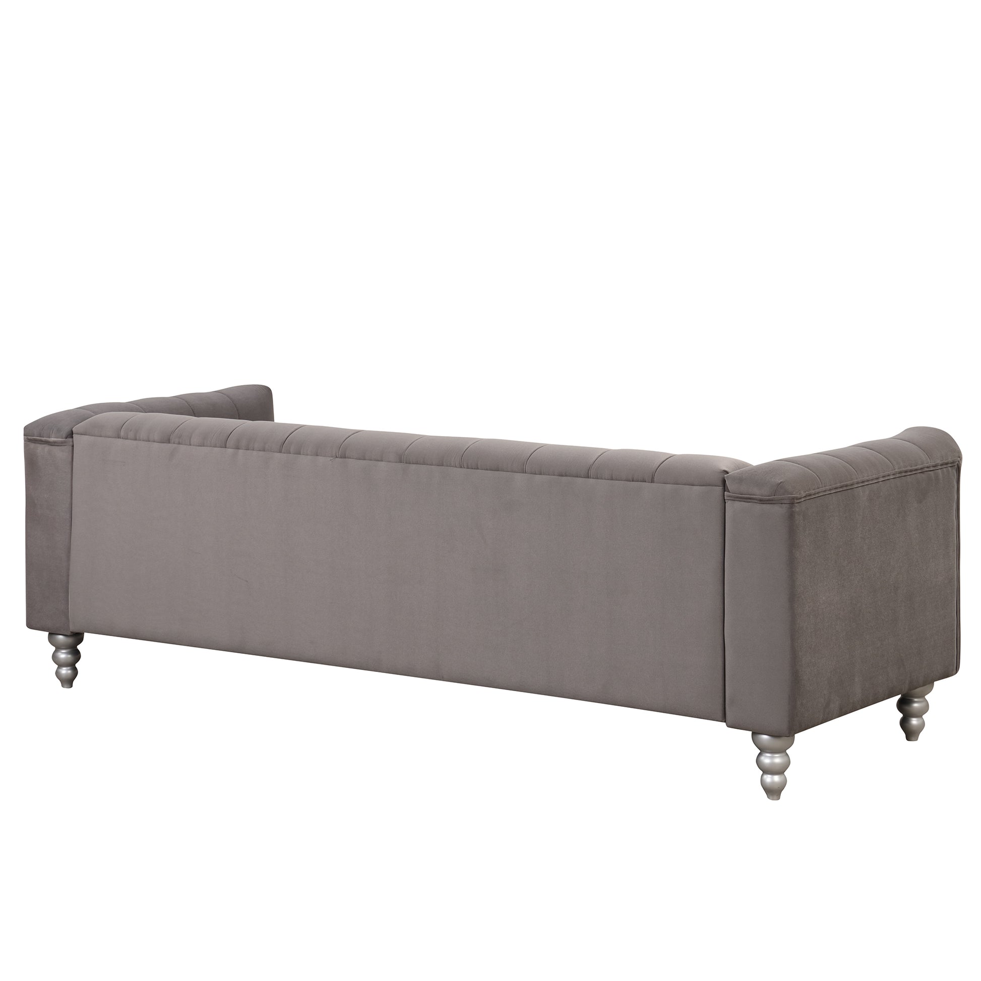 89" Modern Sofa Dutch Fluff Upholstered Sofa With Solid Wood Legs, Buttoned Tufted Backrest,Gray Gray Foam Polyester 3 Seat