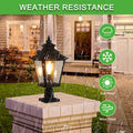 Outdoor Glass Column Headlights Supports Multiple Types Of Light Bulbs 2Pack Black Traditional Aluminum