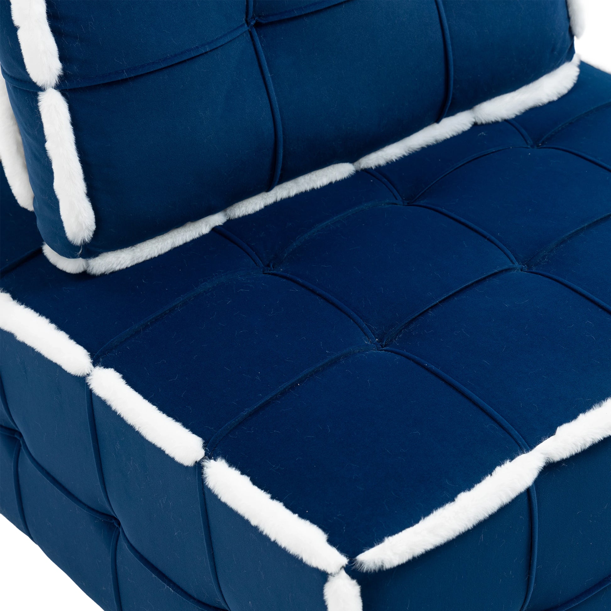 Coolmore Upholstered Deep Seat Armless Accent Single Lazy Sofa Lounge Arm Chair,Comfy Oversized Leisure Barrel Chairs For Living Room Office Meetingroom Aparment Bedroom Furniture Set Blue Velvet