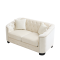 59 Inch Modern Chesterfield Velvet Sofa, 2 Seater Sofa, Upholstered Tufted Backrests With Arms And 2 Cushions For Living Room, Bedroom, Apartment, Office Beige Beige Primary Living Space Foam Velvet 2 Seat