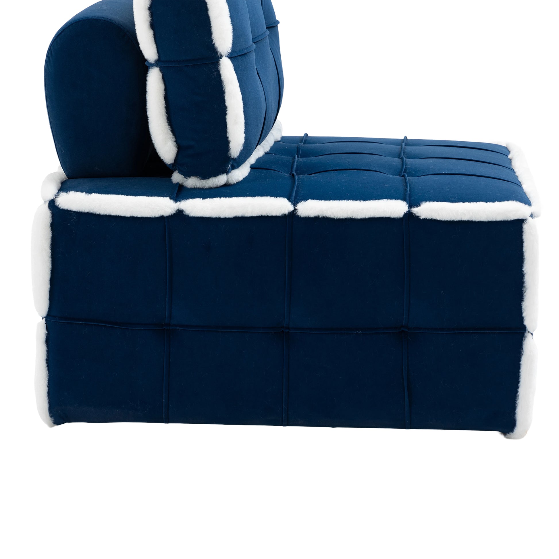 Coolmore Upholstered Deep Seat Armless Accent Single Lazy Sofa Lounge Arm Chair,Comfy Oversized Leisure Barrel Chairs For Living Room Office Meetingroom Aparment Bedroom Furniture Set Blue Velvet