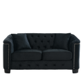 59 Inch Modern Chesterfield Velvet Sofa, 2 Seater Sofa, Upholstered Tufted Backrests With Arms And 2 Cushions For Living Room, Bedroom, Apartment, Office Black Black Primary Living Space Foam Velvet 2 Seat