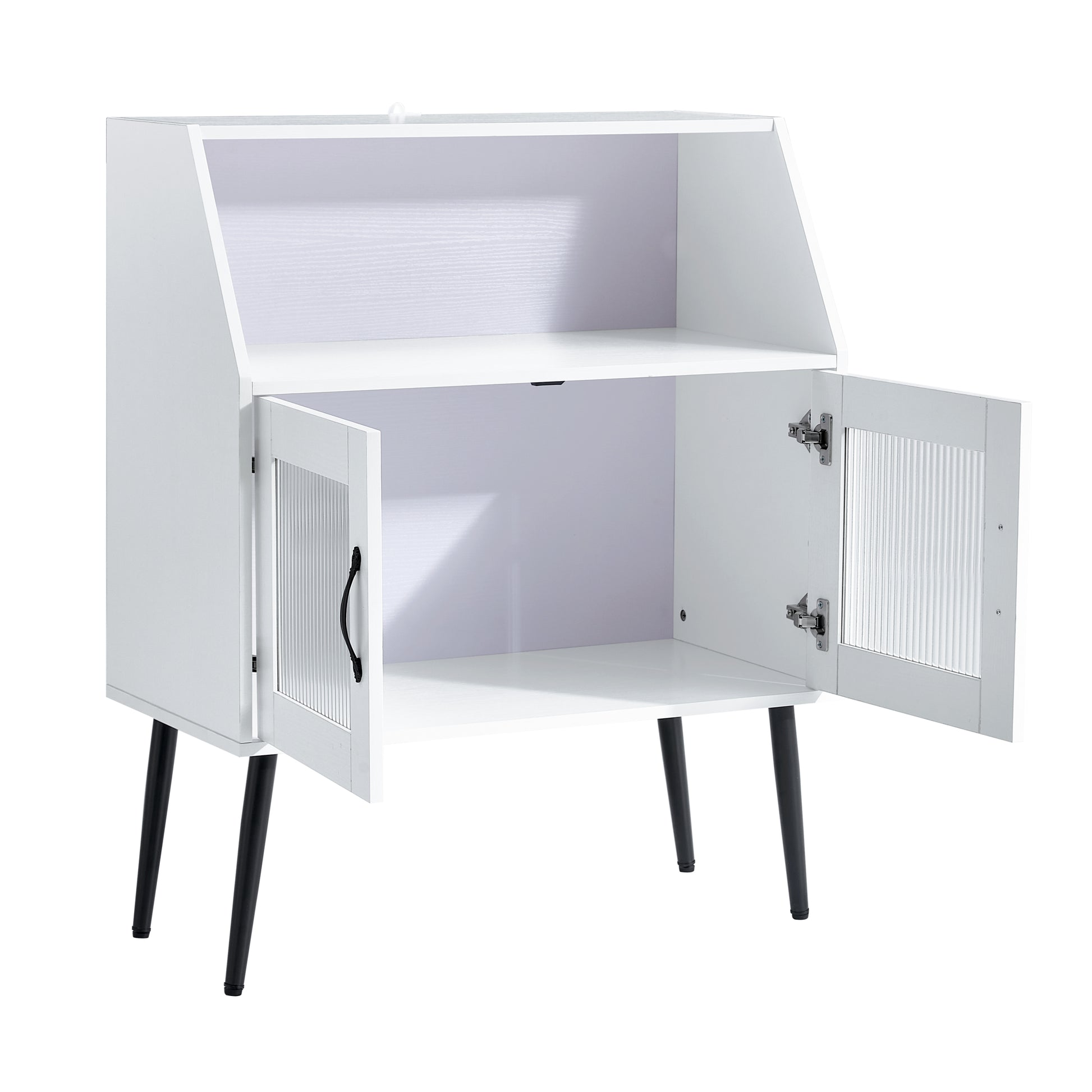 Sideboard, Bufft Cabinet, Side Dining Table, Glass Door, 1Pc Per Ctn Cream White Mdf Glass