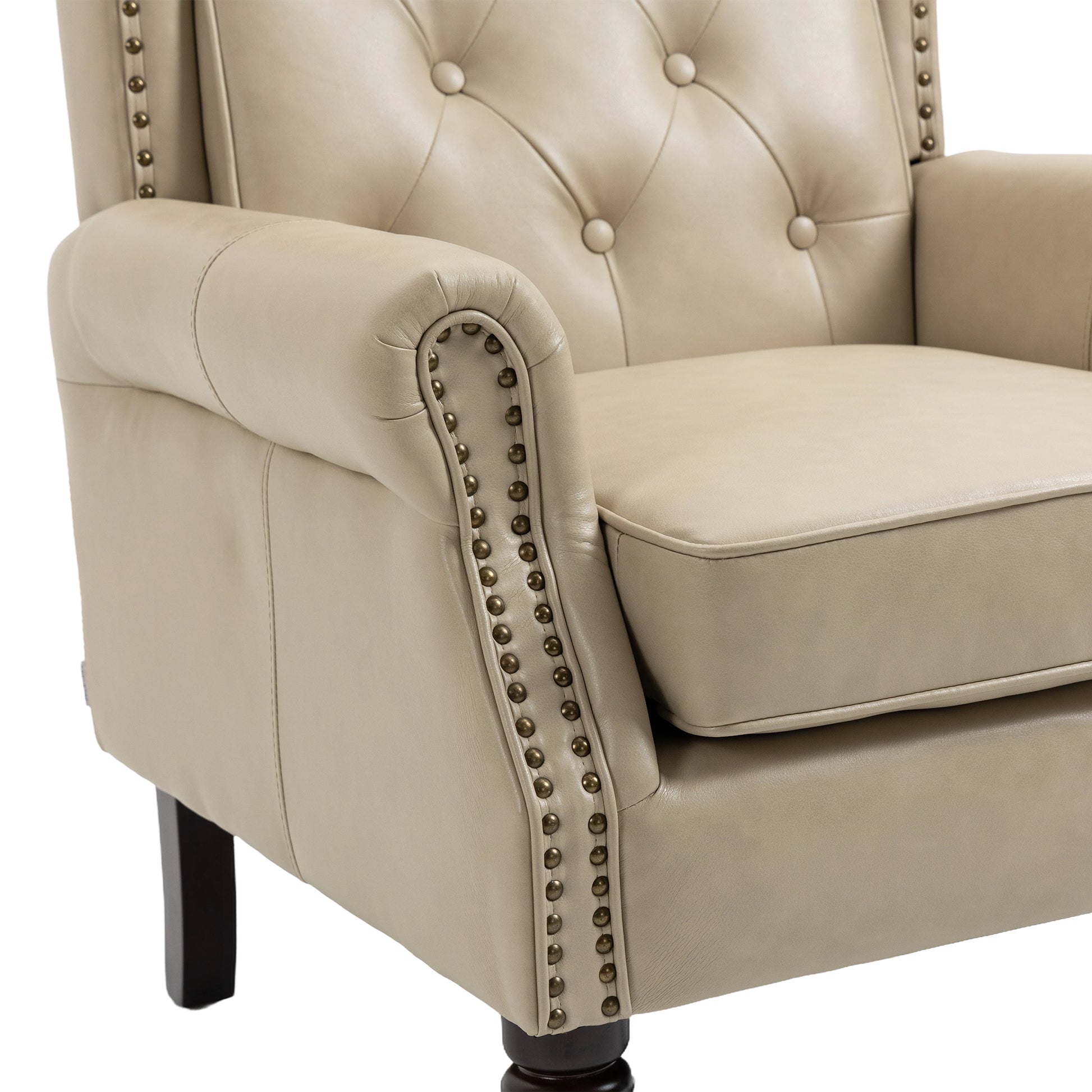 Coolmore Wood Frame Armchair, Modern Accent Chair Lounge Chair With Sturdy Wood Legs For Living Room Bedroom Camel Pu Camel Foam Pu Leather