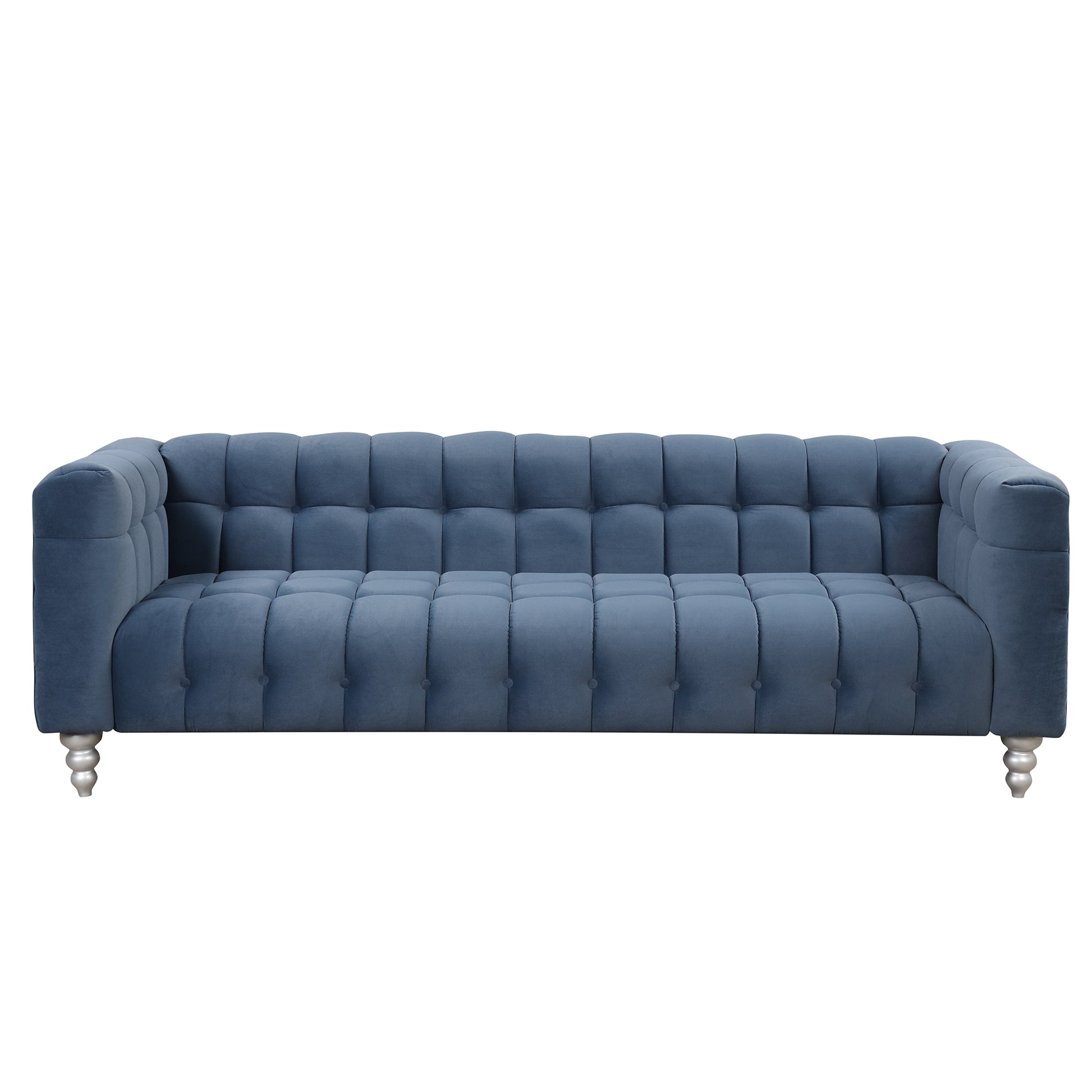 89" Modern Sofa Dutch Fluff Upholstered Sofa With Solid Wood Legs, Buttoned Tufted Backrest,Blue Blue Foam Polyester 3 Seat