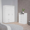 Omaha 2 Piece Armoire And Dresser, White White 2 Piece Set Bedroom Modern Engineered Wood