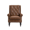 Coolmore Wood Frame Armchair, Modern Accent Chair Lounge Chair With Sturdy Wood Legs For Living Room Bedroom Brown Pu Brown Pu Foam Pu Leather