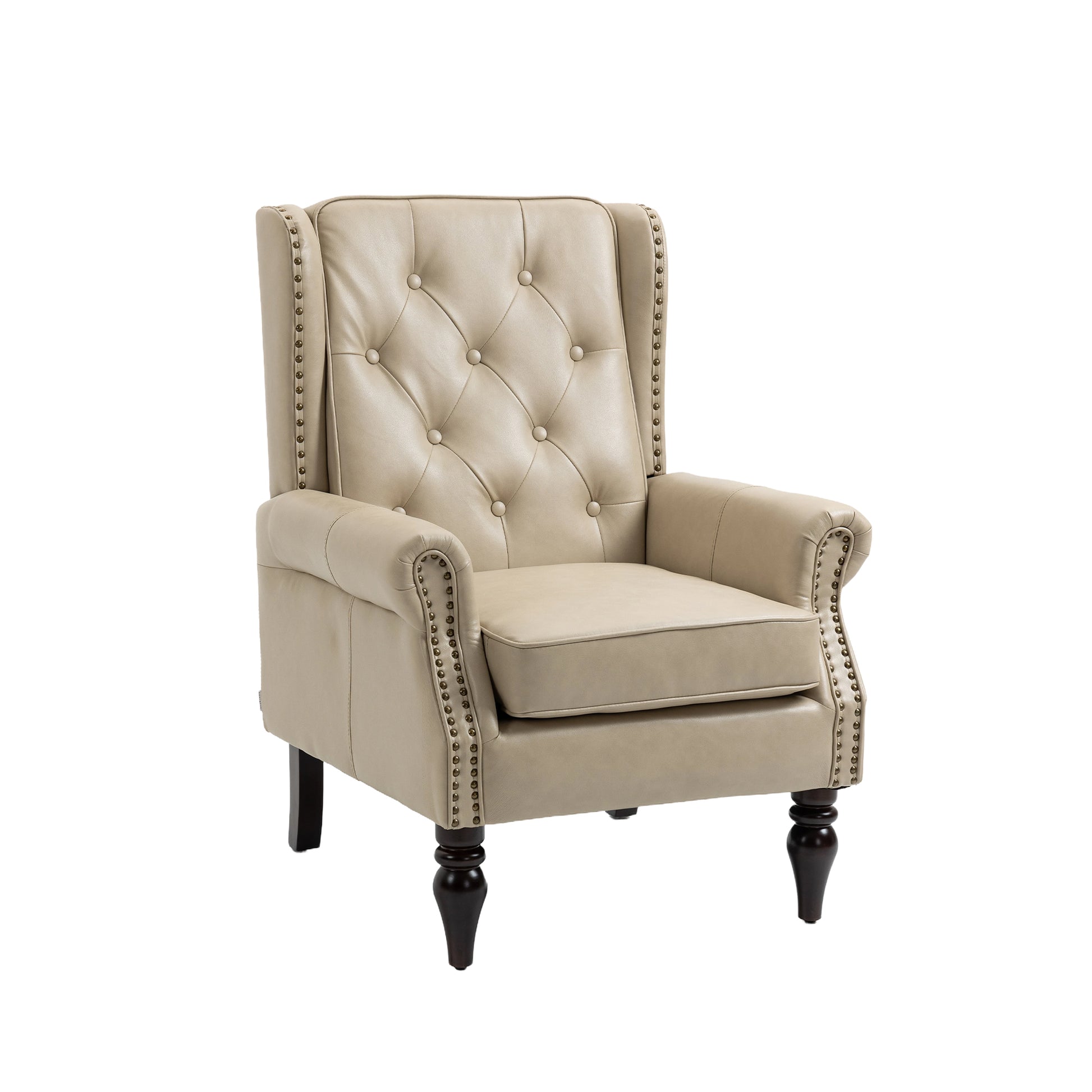 Coolmore Wood Frame Armchair, Modern Accent Chair Lounge Chair With Sturdy Wood Legs For Living Room Bedroom Camel Pu Camel Foam Pu Leather