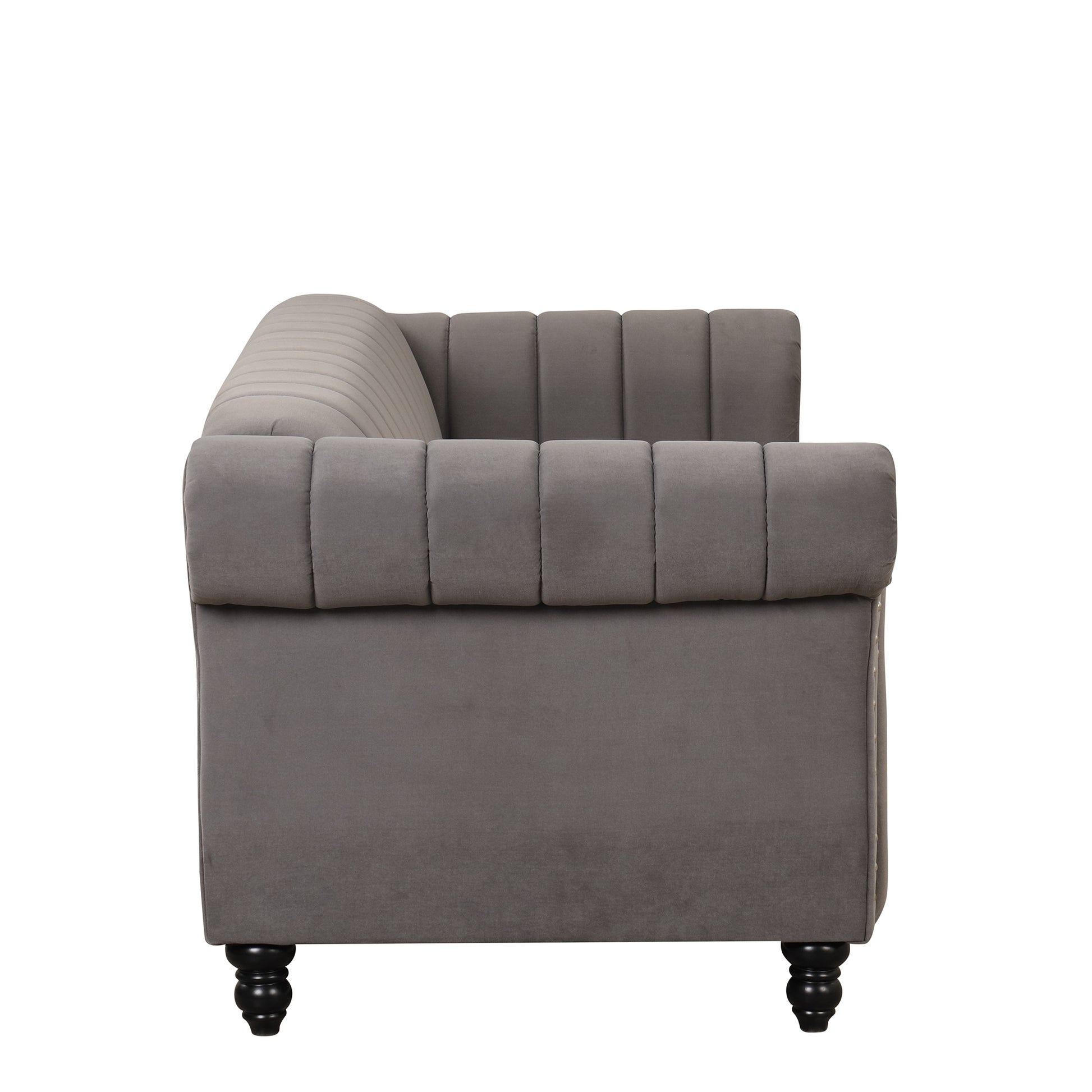 51" Modern Sofa Dutch Fluff Upholstered Sofa With Solid Wood Legs, Buttoned Tufted Backrest,Gray Gray Foam Polyester