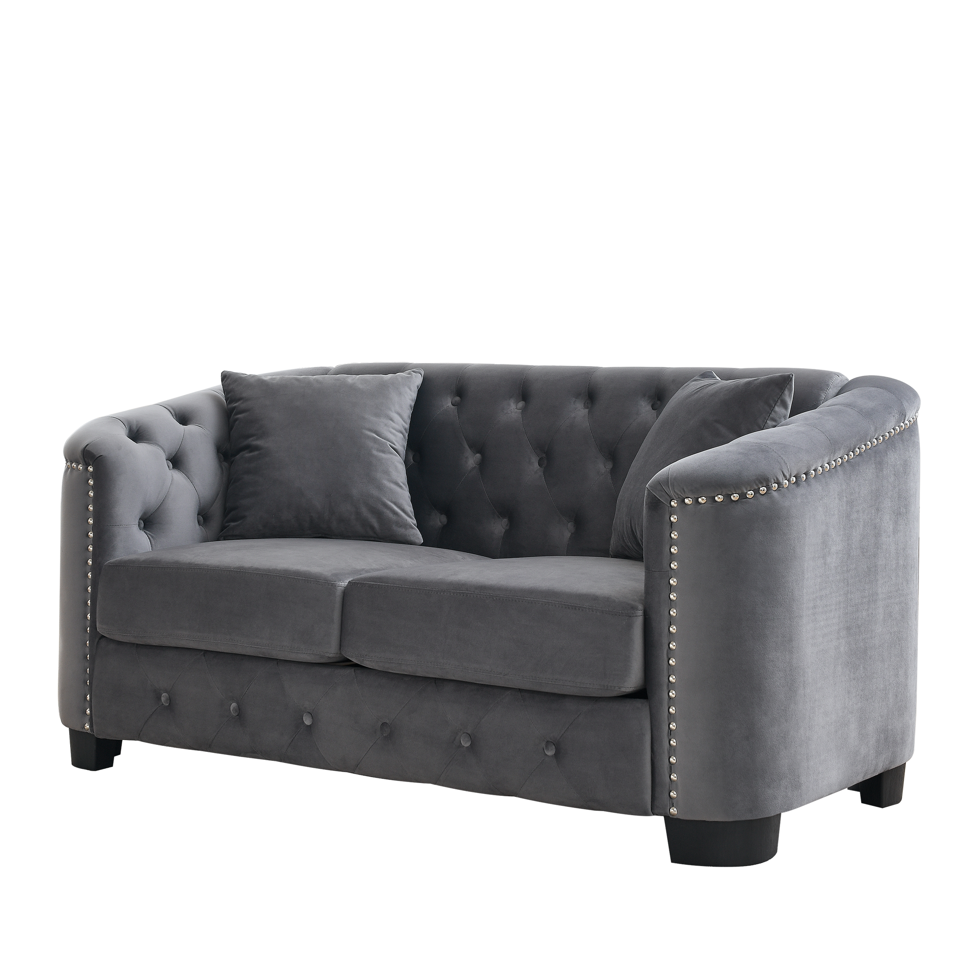 3 Seater 2 Seater Combination Sofa.Velvet Grey Grey Foam Velvet 5 Seat