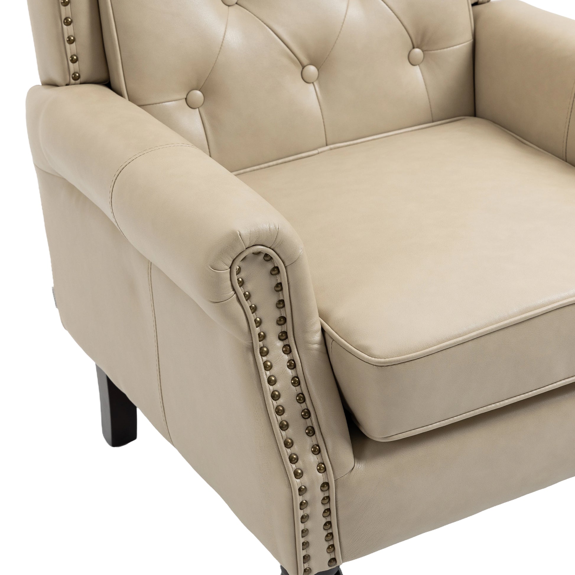 Coolmore Wood Frame Armchair, Modern Accent Chair Lounge Chair With Sturdy Wood Legs For Living Room Bedroom Camel Pu Camel Foam Pu Leather