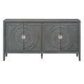 Retro Sideboard Door With Circular Groove Design Round Metal Door Handle For Entrance, Dinning Room, Living Room Gray Gray Mdf