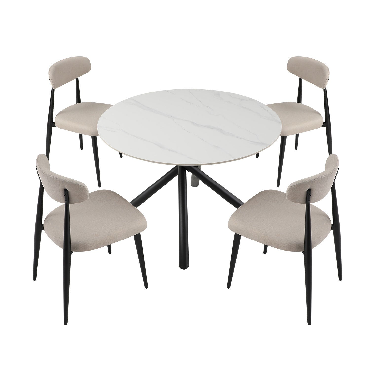Set Of 6 Dining Chairsupholstered Chairs With Metal Legs For Kitchen Dining Room,Light Grey Light Grey Foam Metal