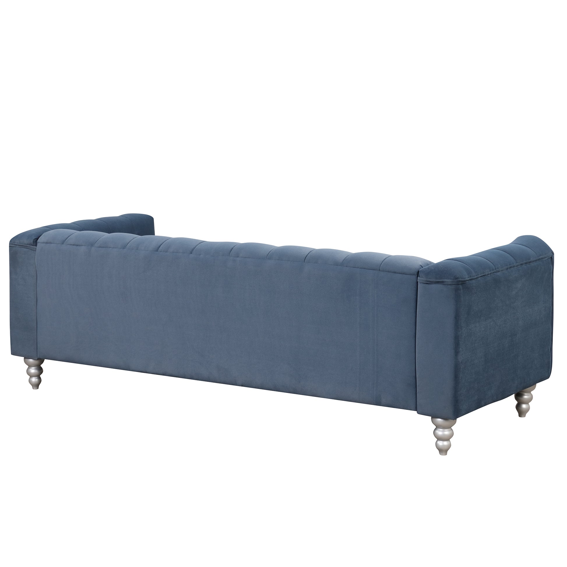 89" Modern Sofa Dutch Fluff Upholstered Sofa With Solid Wood Legs, Buttoned Tufted Backrest,Blue Blue Foam Polyester 3 Seat