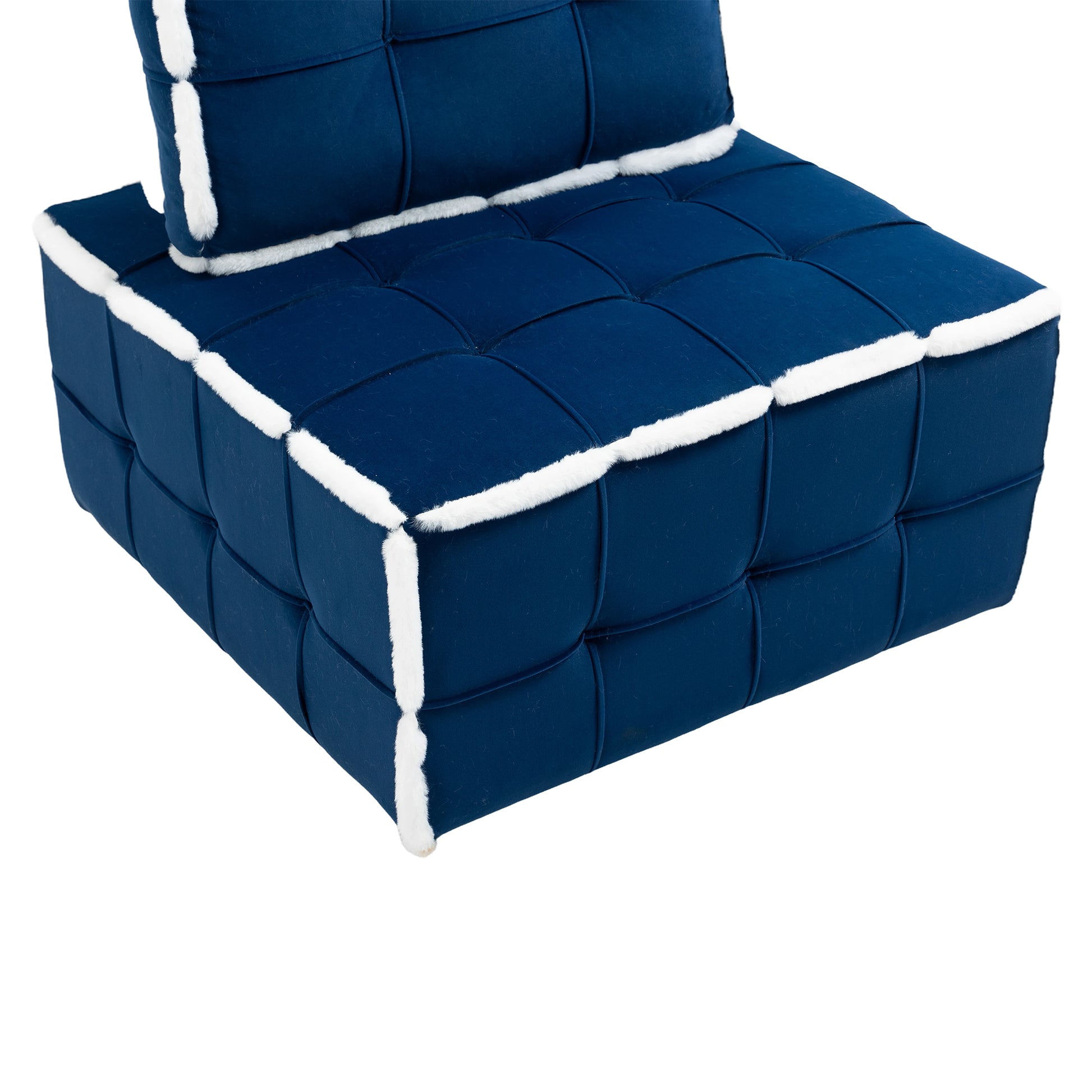 Coolmore Upholstered Deep Seat Armless Accent Single Lazy Sofa Lounge Arm Chair,Comfy Oversized Leisure Barrel Chairs For Living Room Office Meetingroom Aparment Bedroom Furniture Set Blue Velvet