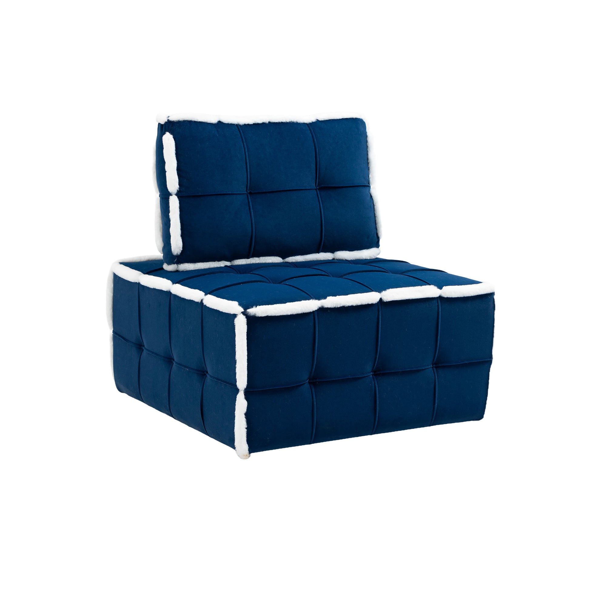 Coolmore Upholstered Deep Seat Armless Accent Single Lazy Sofa Lounge Arm Chair,Comfy Oversized Leisure Barrel Chairs For Living Room Office Meetingroom Aparment Bedroom Furniture Set Blue Velvet